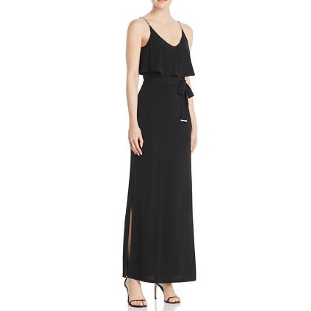 Michael Kors Navy Chain Strap Maxi Dress